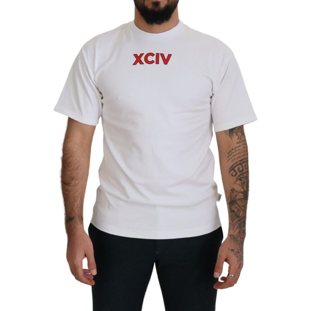 GCDS White Logo Print Cotton Short Sleeves Men's T-shirt
